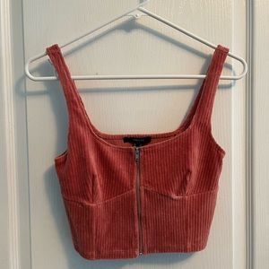 Forever 21 Pink Velvet Zip Up Corset Tank